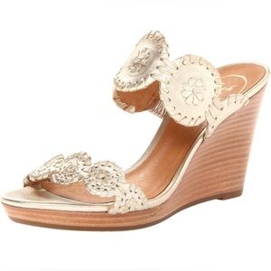 Jack Rogers Stardust Leather Luccia Wedge Sandal Size 8M